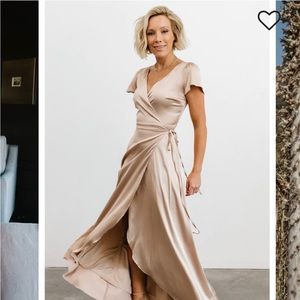 Baltic Born Krystal Satin Wrap Gown